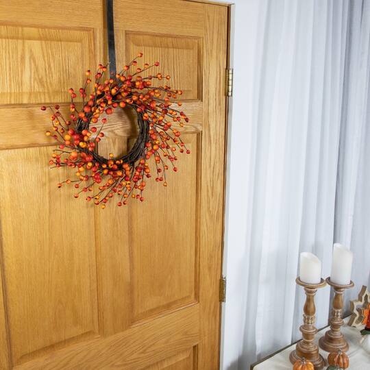 14" Unlit Autumn Harvest Artificial Orange & Red Berry Wreath